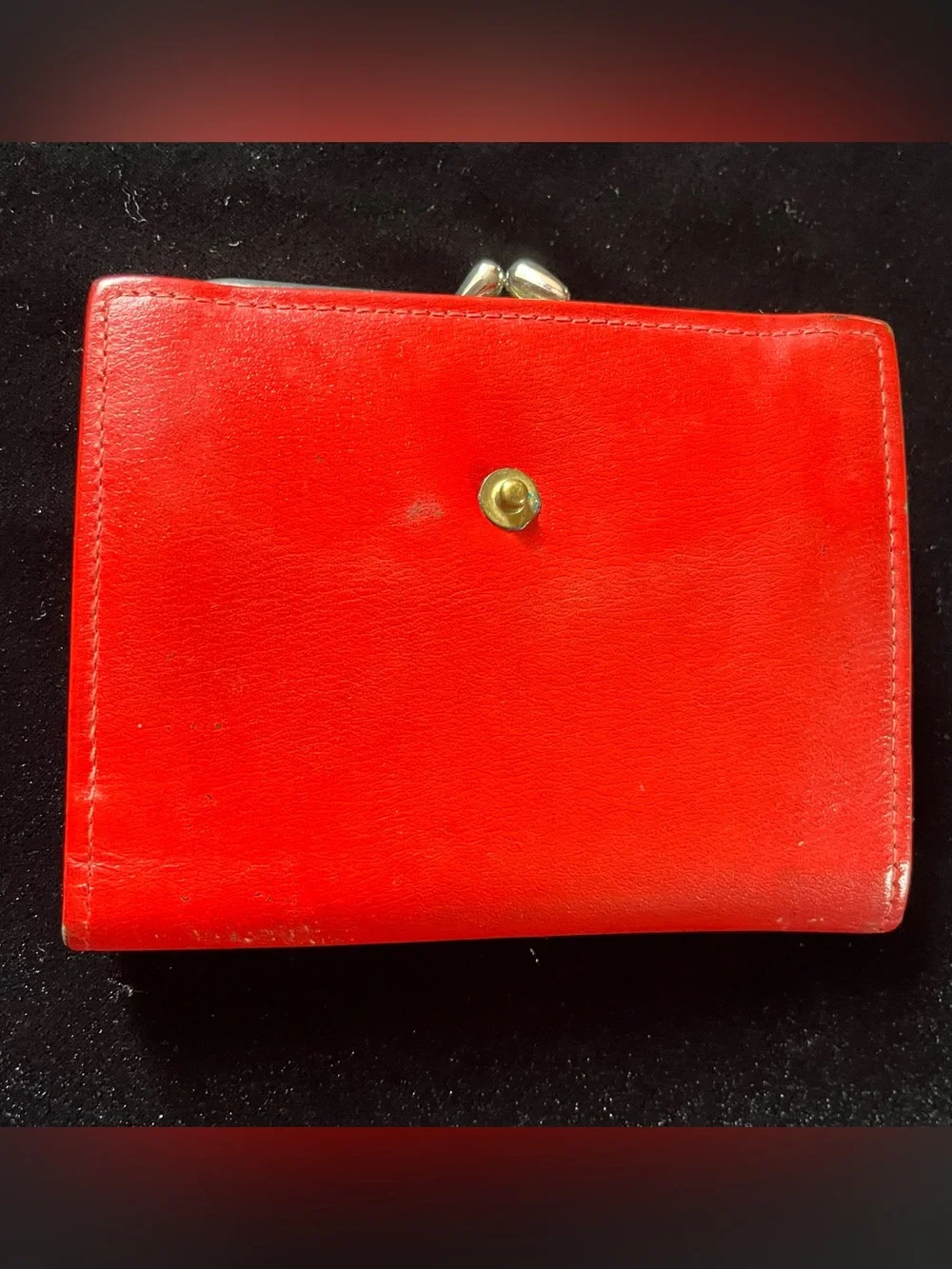 St. Thomas Vintage Lipstick Red Leather Wallet Coin Purse
